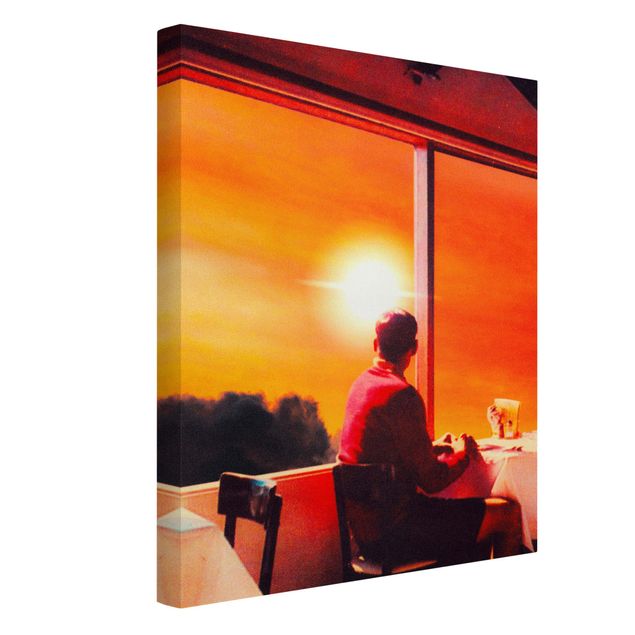Tableau toile coucher de soleil Retro Collage - Breakfast With A View