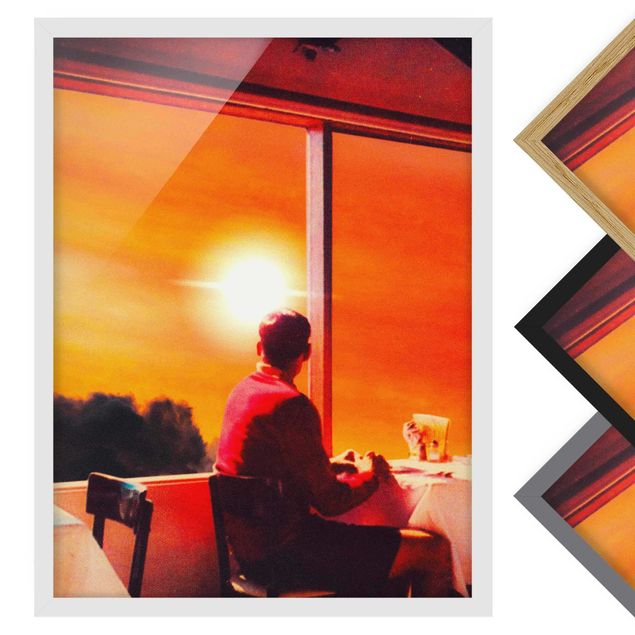 Tableaux encadrés paysage Retro Collage - Breakfast With A View