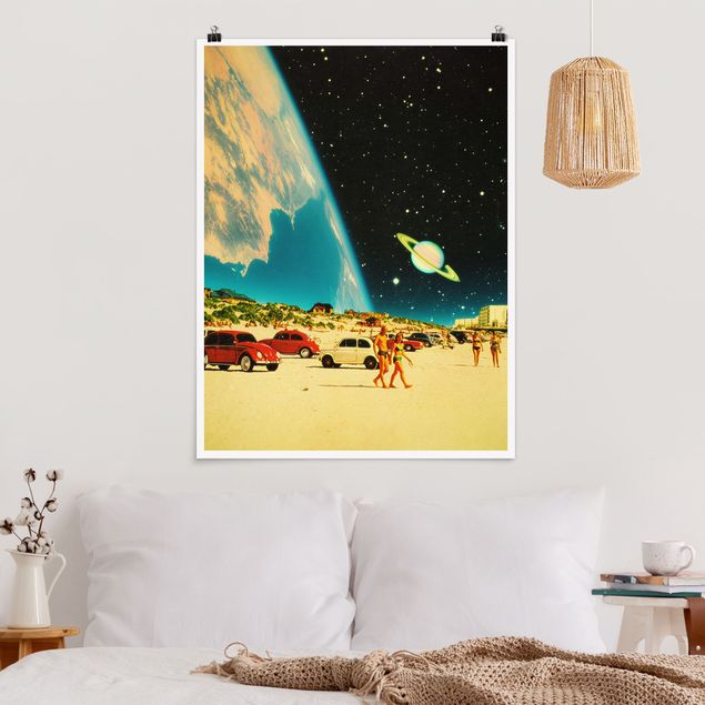 Tableau paysage Retro Collage - Galaktischer Strand