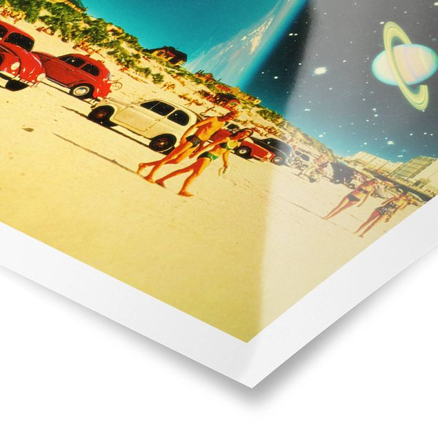 Tableau vintage Retro Collage - Galaktischer Strand