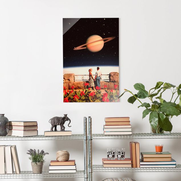 Tableaux en verre fleurs Retro Collage - Love In Space