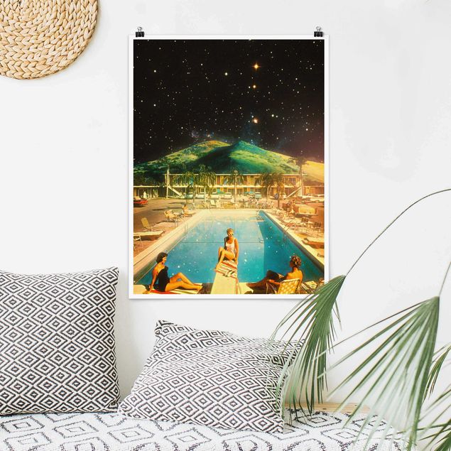Tableaux moderne Retro Collage - Weltraum Pool