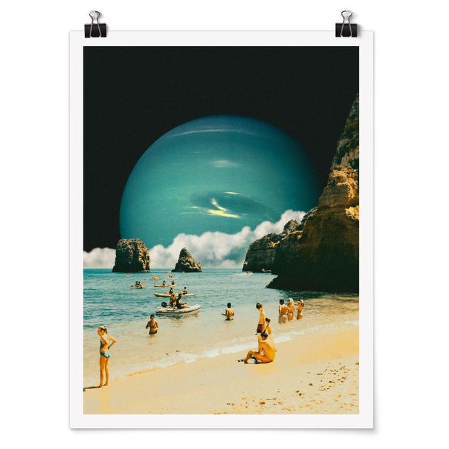 Tableau moderne Retro Collage - Weltraum Strand