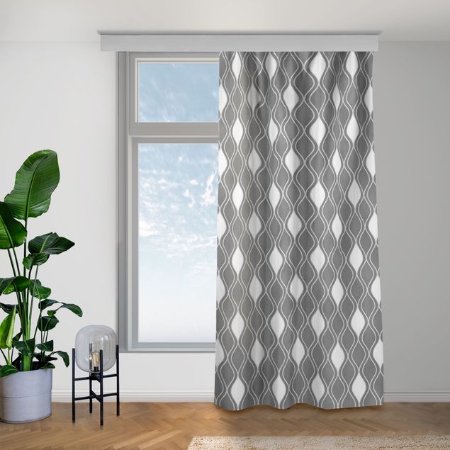 rideaux sur mesure Retro Pattern With Sparkling Drops In Anthracite