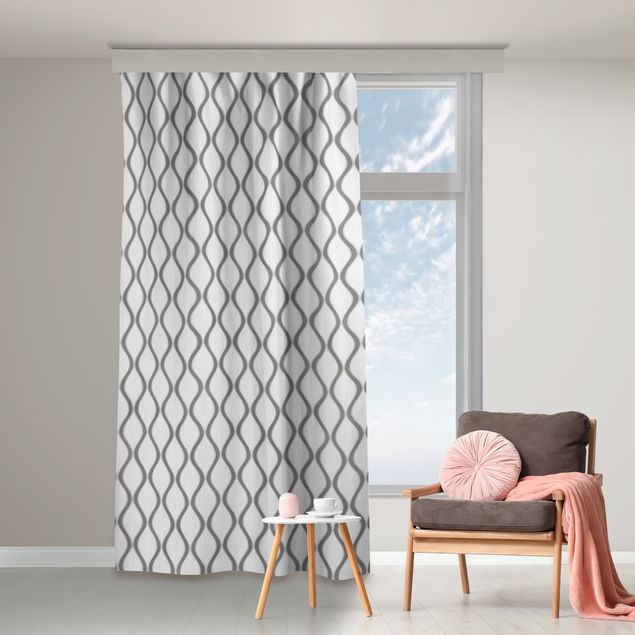 rideau thermique sur mesure Retro Pattern With Waves In Anthracite