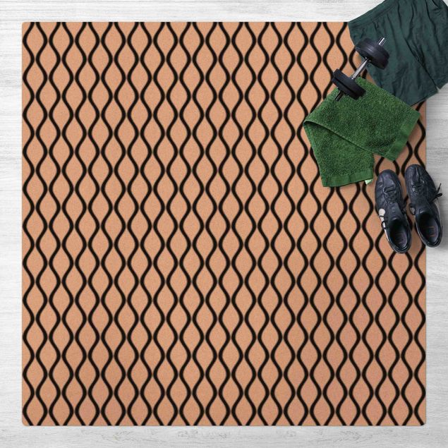 tapis modernes Motif Rétro avec Vagues En Noir