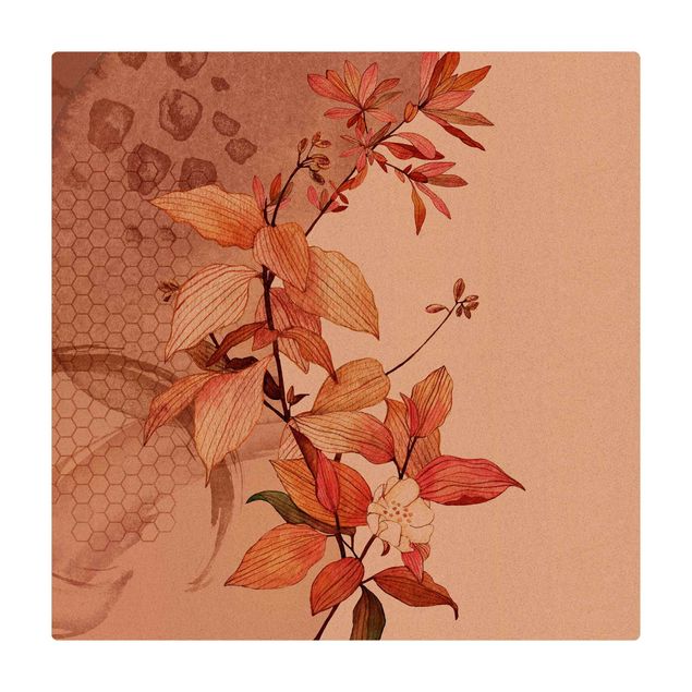 Tapis en liège - Romantic Watercolour Flowers With Texture - Carré 1:1