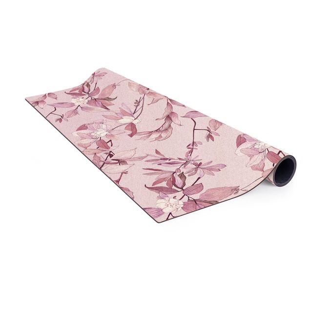 tapis grande taille Fleurs aquarelle romantique nature violet