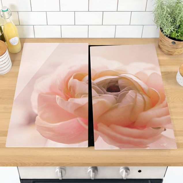 Déco murale cuisine Focus sur une fleur rose pâle