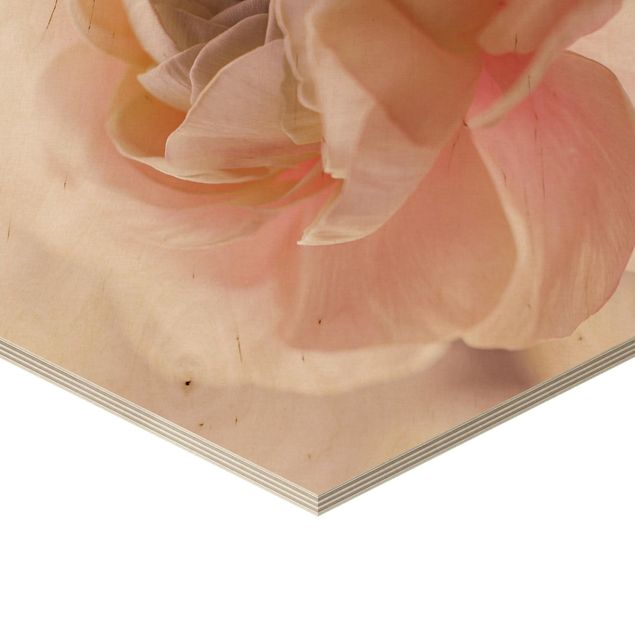 Hexagone en bois - Focus On Light Pink Flower