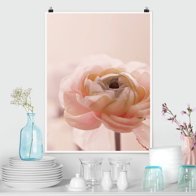 Déco mur cuisine Focus sur une fleur rose pâle