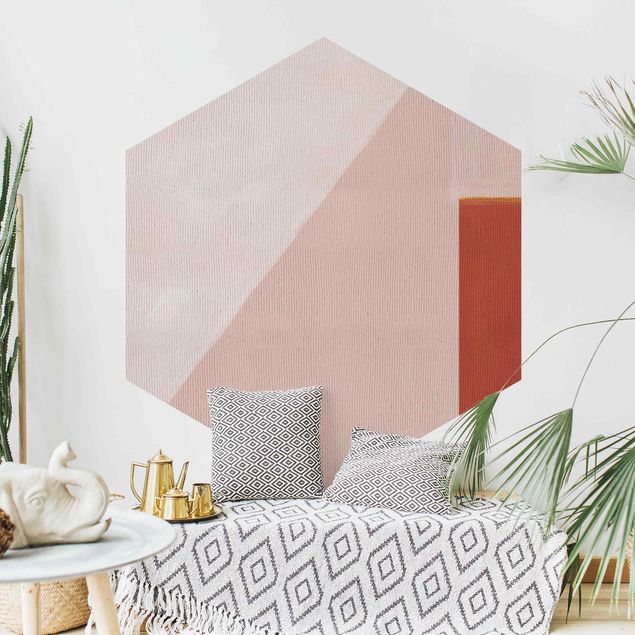 Papiers peintspanoramique hexagonal Géométrie en rose