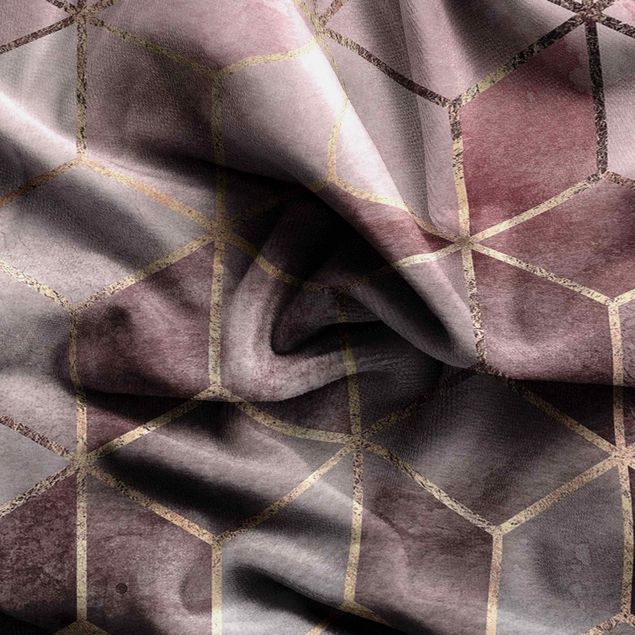 rideaux motifs Pink Gray Golden Geometry