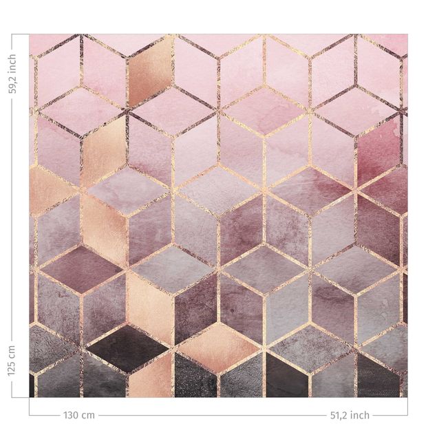 rideaux modernes Pink Gray Golden Geometry