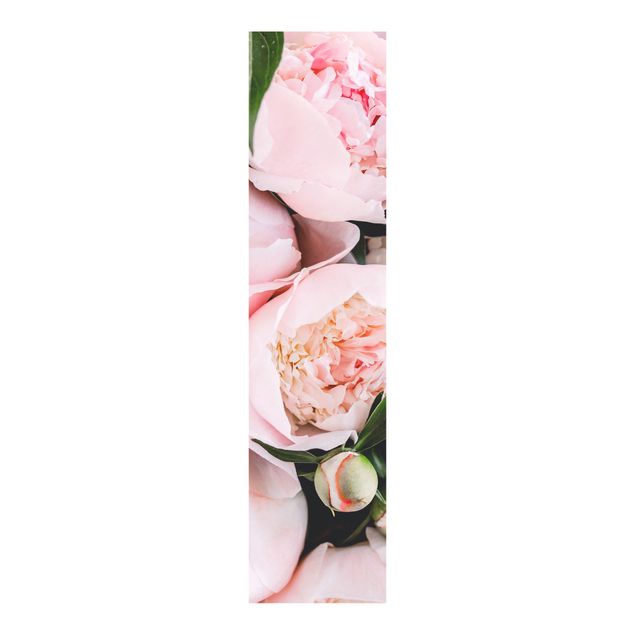 Panneaux coulissants avec fleurs Pivoines roses avec feuilles