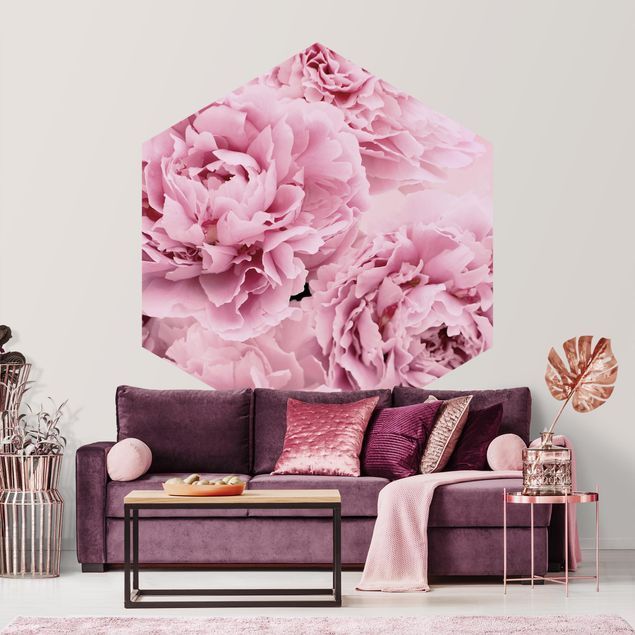 macrophotographie papier peint photo panoramique pivoine rose