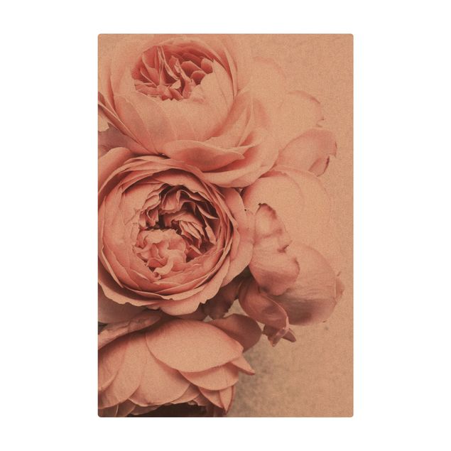 tapis style campagne chic Fleurs de Pivoine Rose Clair Pastel Shabby