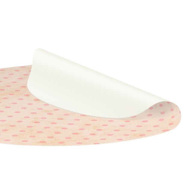 tapis crème Pois roses avec hachures claires