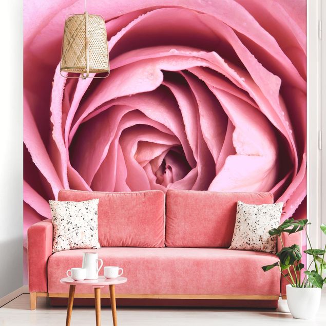 Déco mur cuisine Fleur de Rose rose