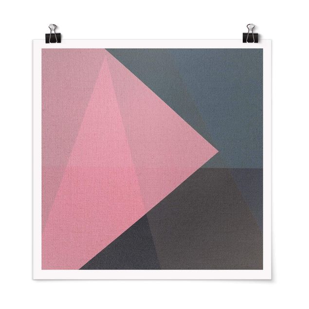 Poster abstrait Géométrie de la transparence rose