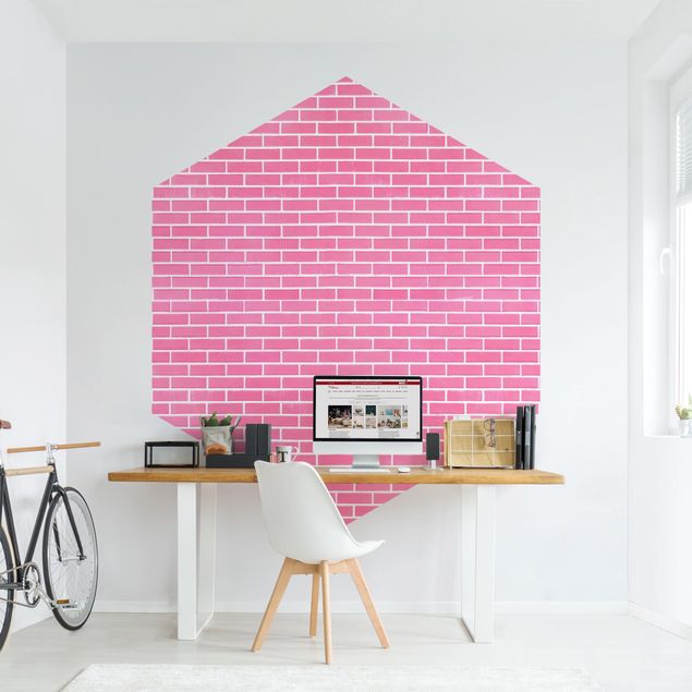 Papier peint moderne Pink Brick Wall
