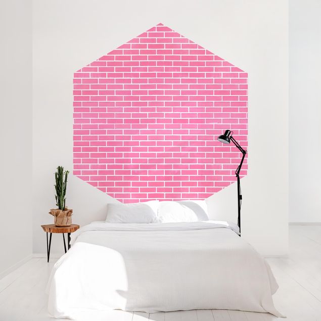 Papier peint industriel Pink Brick Wall