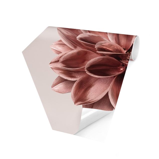 Papier peint hexagonal Dahlia or rose