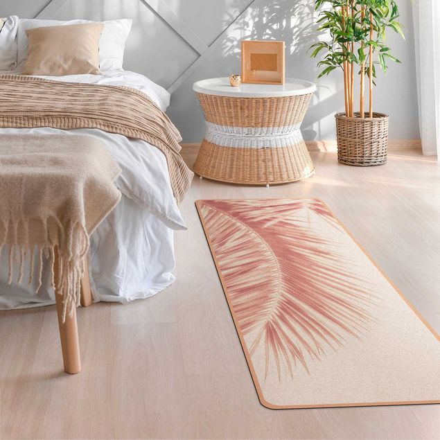 tapis chambre jungle Rose Golden Palm Leaves