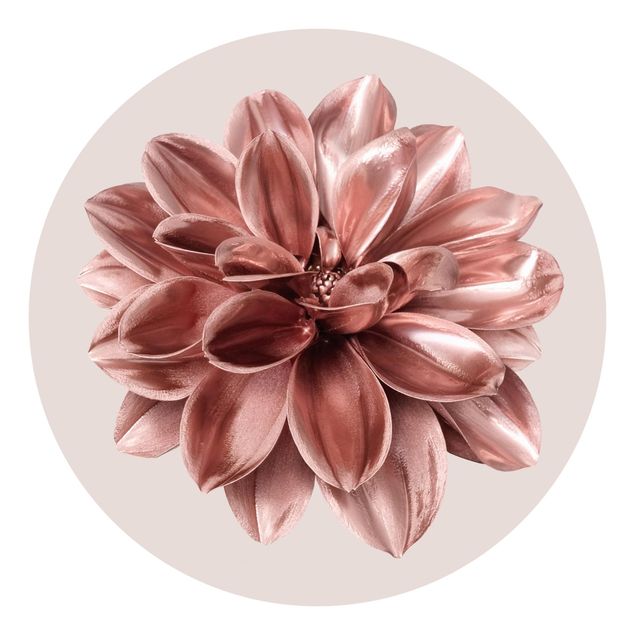 papier peint fleuri Dahlia Doré Rosé En Métallique