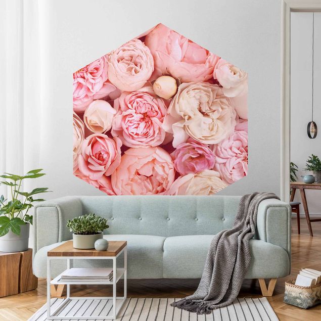 Papiers peints modernes Roses Coral Shabby en rose