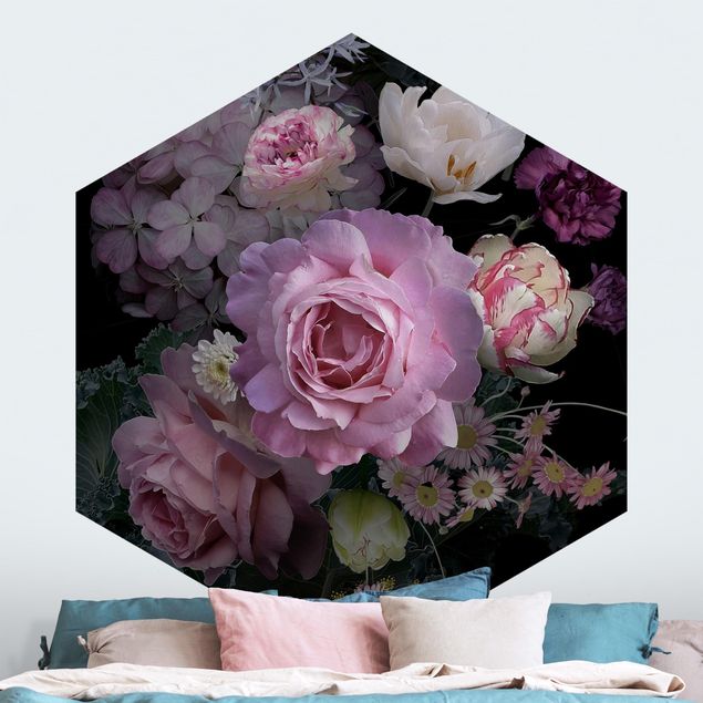 Papier peint fleurs roses Bouquet de Roses Magnifiques