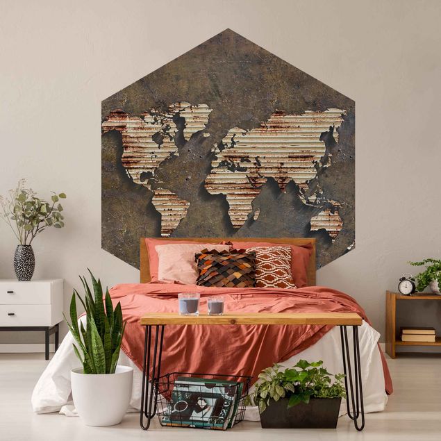Papier peint carte du monde Carte du monde en rouille