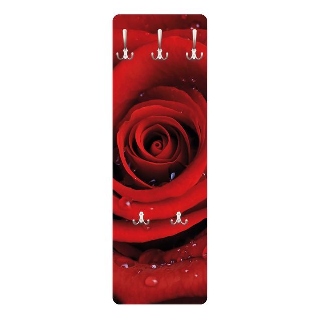 Porte-manteau - Red Rose With Water Drops