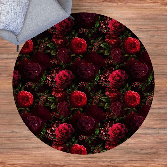 tapis terrasse Roses Rouges Devant Noir