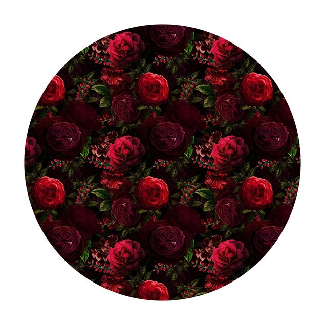 tapis salon nature Roses Rouges Devant Noir