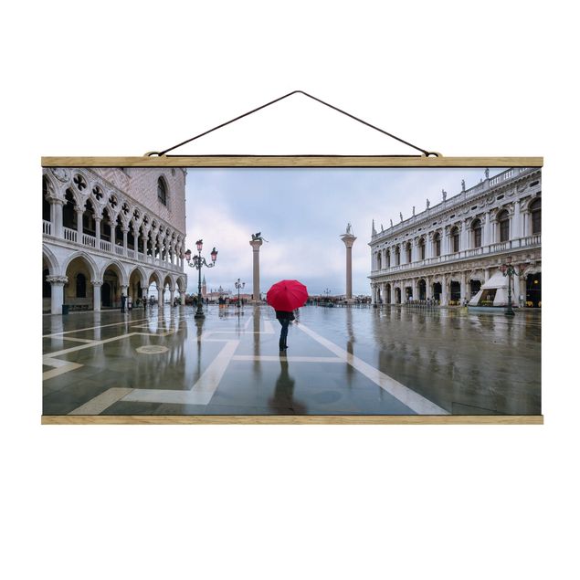 Tableau ville du monde Parapluie Rouge à Venise