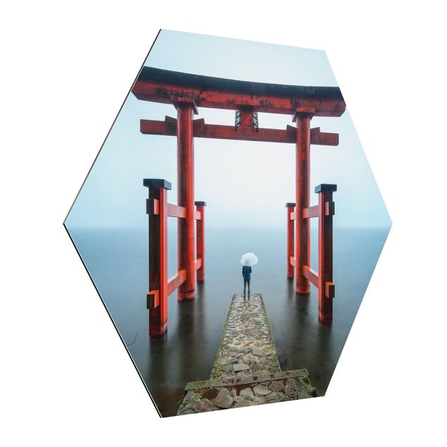 Tableaux modernes Torii rouge au lac Ashi