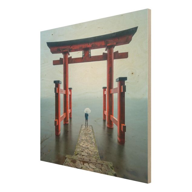 Tableau décoration Torii rouge au lac Ashi
