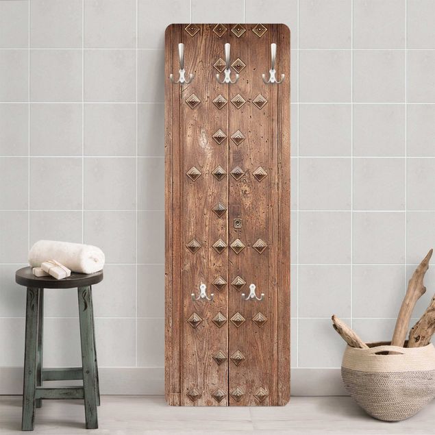 Porte-manteaux muraux avec dessins Porte espagnole rustique en bois