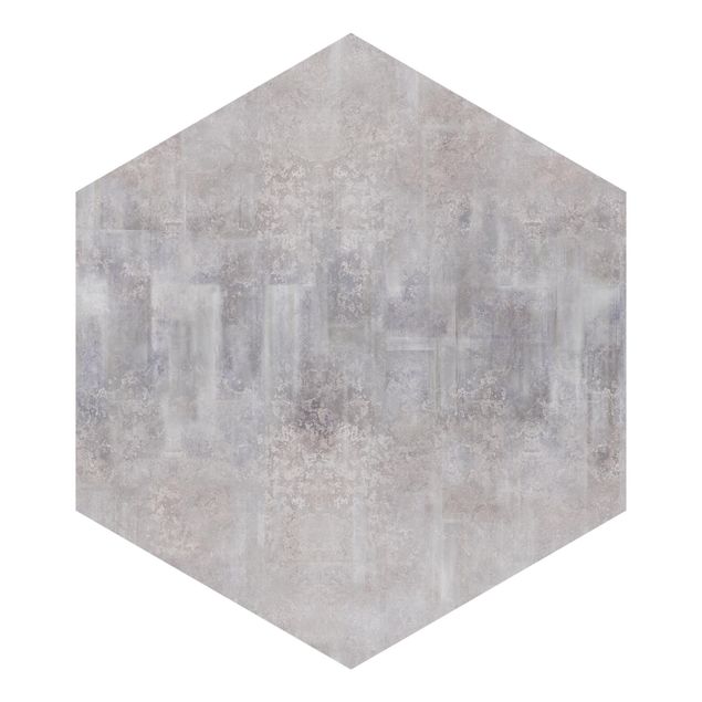 Papier peint hexagonal autocollant avec dessins - Motif rustique en béton gris
