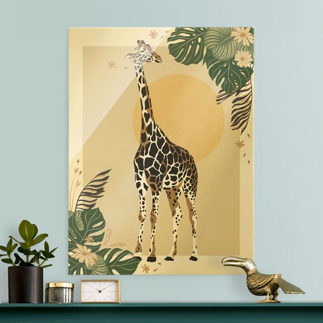 Tableaux en verre fleurs Animaux de safari - Girafe