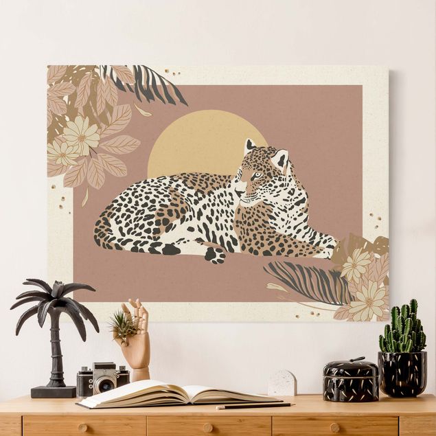 Tableaux modernes Animaux de safari - Léopard au coucher du soleil