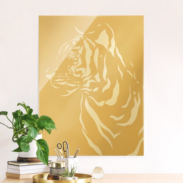 Tableau tigre Animaux de safari - Portrait Tigre Beige
