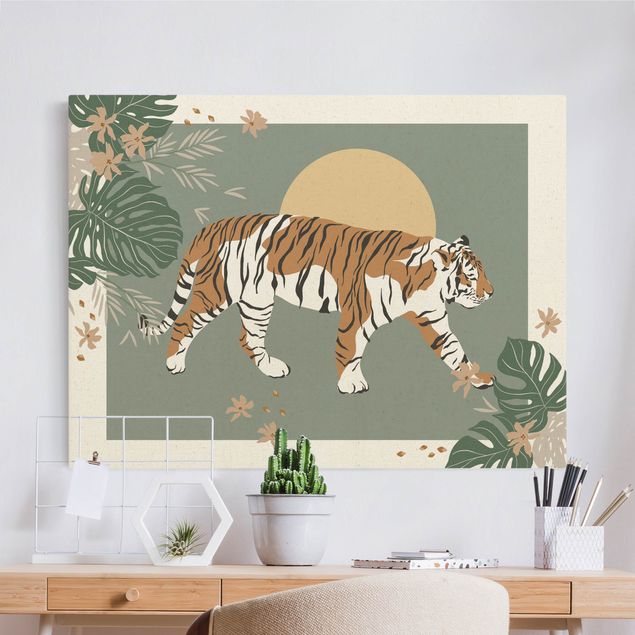 Tableaux tigres Animaux de safari - Tigre au coucher du soleil