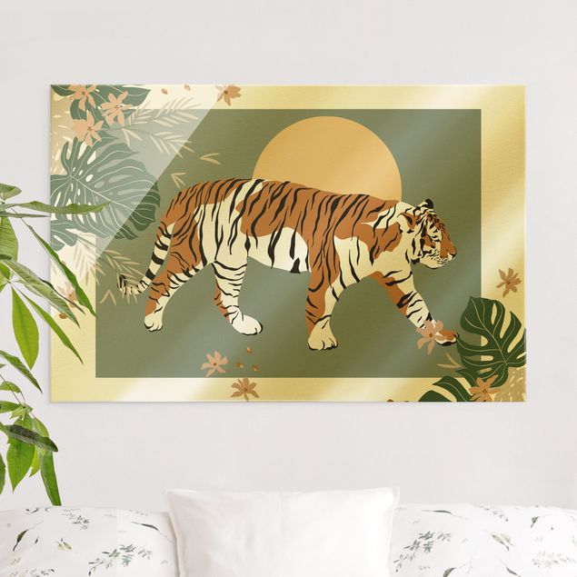 Tableau tigres Animaux de safari - Tigre au coucher du soleil