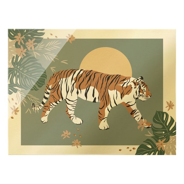 tableaux floraux Animaux de safari - Tigre au coucher du soleil