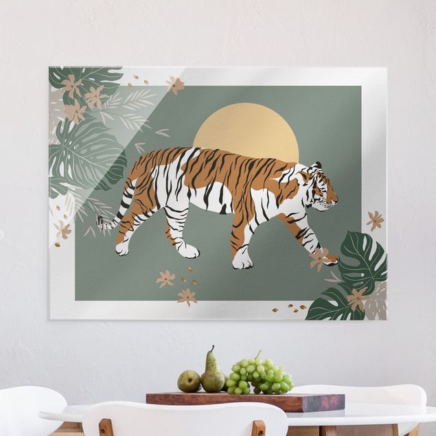 Tableau tigres Animaux de safari - Tigre au coucher du soleil