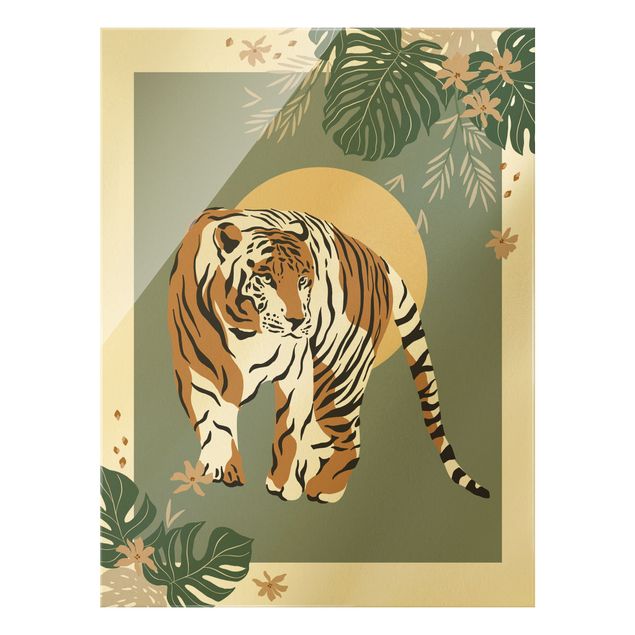 Tableau turquoise Animaux de safari - Tigre