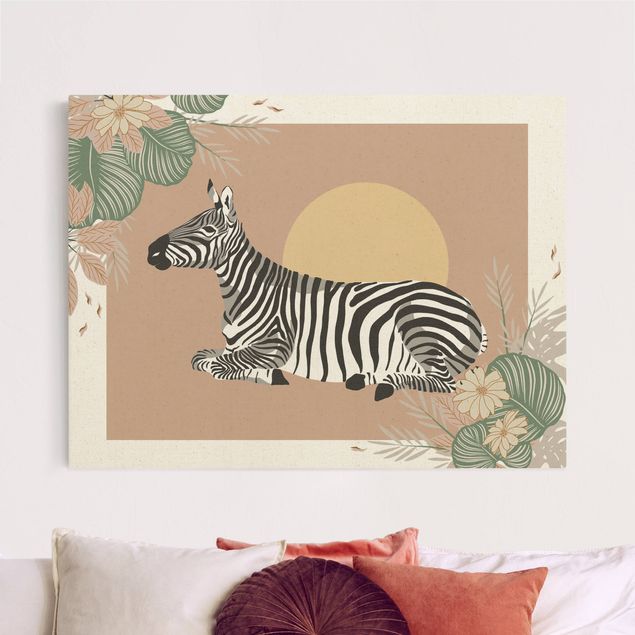 Tableau zèbre Animaux de safari - Zèbre au coucher du soleil