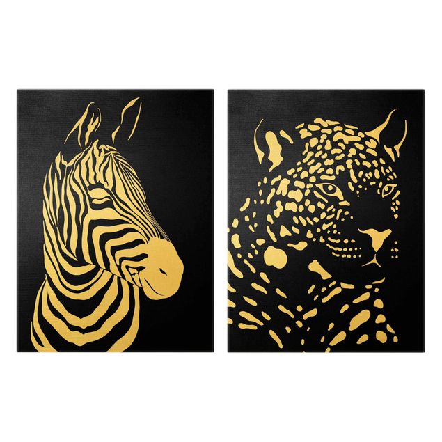 Tableaux modernes Animaux de safari - Zèbre et Léopard Noir